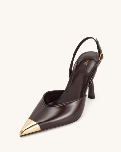 Savannah Gold Tipped Slingback Pumps - Burgundy