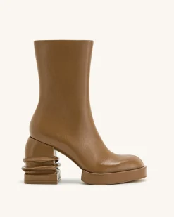 Saylor Round Toe Platform Ankle Boots - Brown