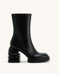 Saylor Round Toe Platform Ankle Boots - Black