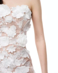 Serafina Floral Embroidered Mini Dress - White