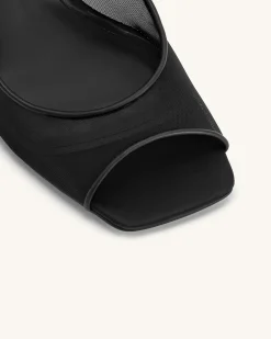 Serenity Open Toe Mesh Slingback Sandals - Black