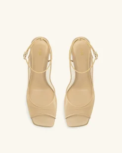 Serenity Open Toe Mesh Slingback Sandals - Khaki
