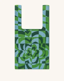 Shea Knitted Tote Bag - Dark Green & Green & Ice