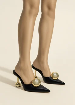 Sofia Sphere Heel Mules - Black