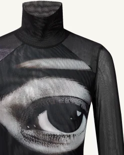 Sophia Eye Print Mesh Dress - Black/White