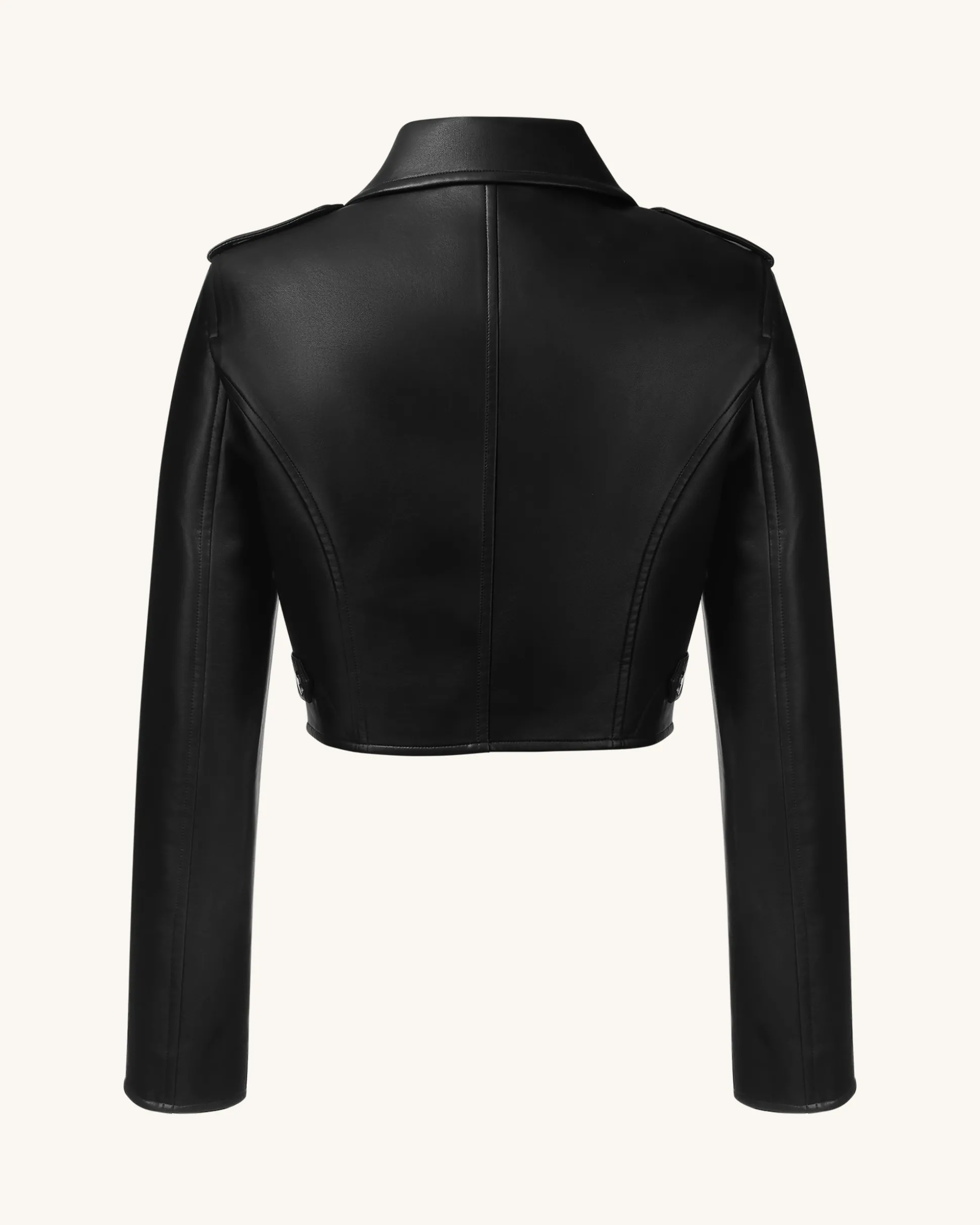 Sophie Cropped Leather Jacket - Black & Red