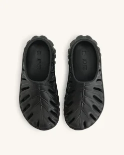 Tara Leaf Platform Clog - Black