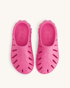 Tara Leaf Platform Clog - Bright Pink