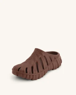 Tara Leaf Platform Clog - Brown