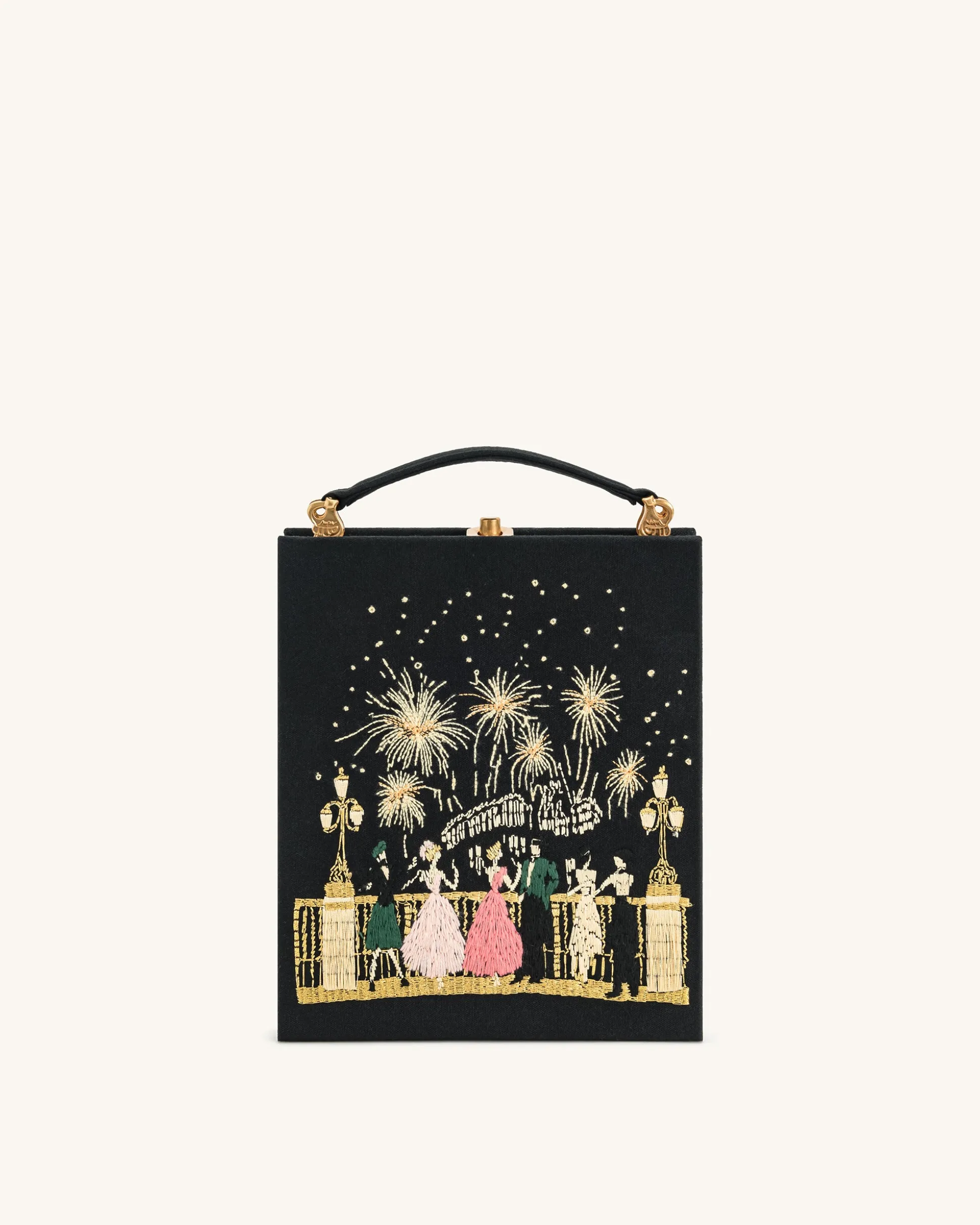 Taya-Fireworks Pattern Book Shape Clutch Bag - Black