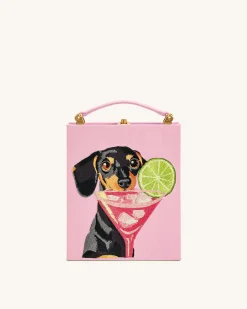 Taya-Puppy Pattern Book Shape Clutch Bag - Pink