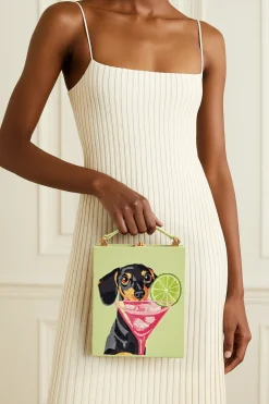 Taya-Puppy Pattern Book Shape Clutch Bag - Light Green