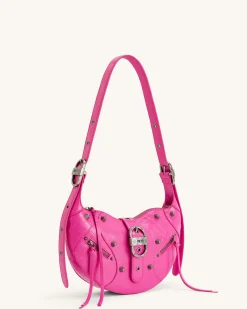 Tessa Crushed Shoulder Bag - Bright Pink
