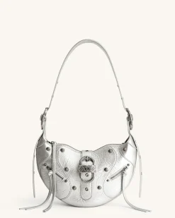 Tessa Metallic Pleating Shoulder Bag - Silver