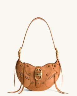 Tessa Suede Shoulder Bag - Camel