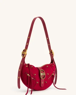 Tessa Suede Shoulder Bag - Deep Magenta