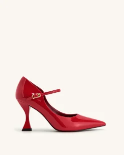 Thalina Patent Leather Pumps - Red