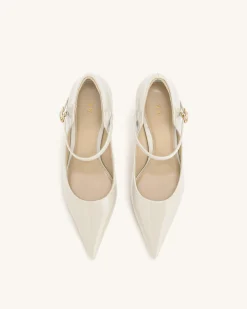Thalina Patent Leather Pumps - Beige