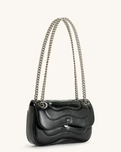 Tina Quilted Chain Crossbody - Black