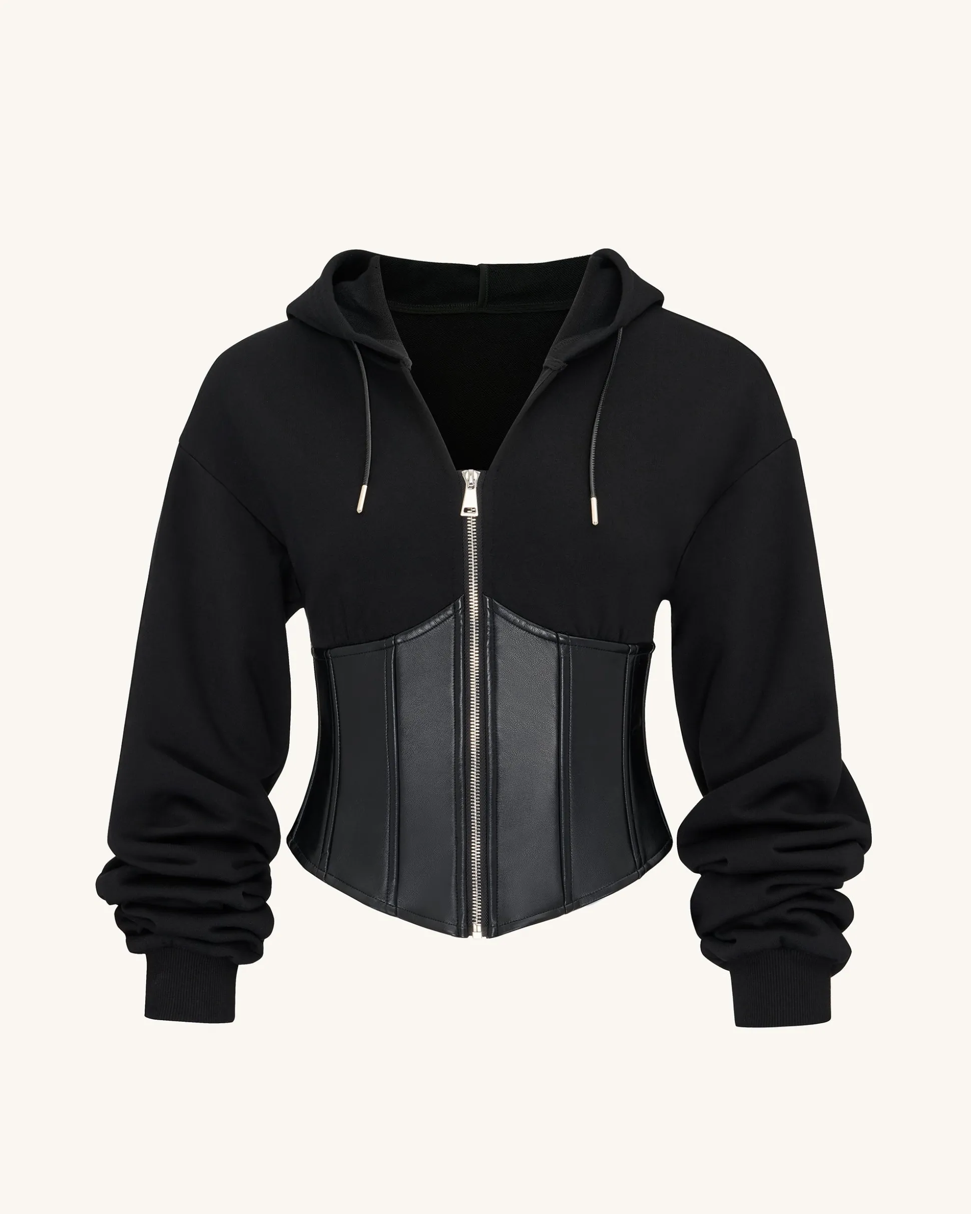 Valentina Structured Corset Hoodie - Black