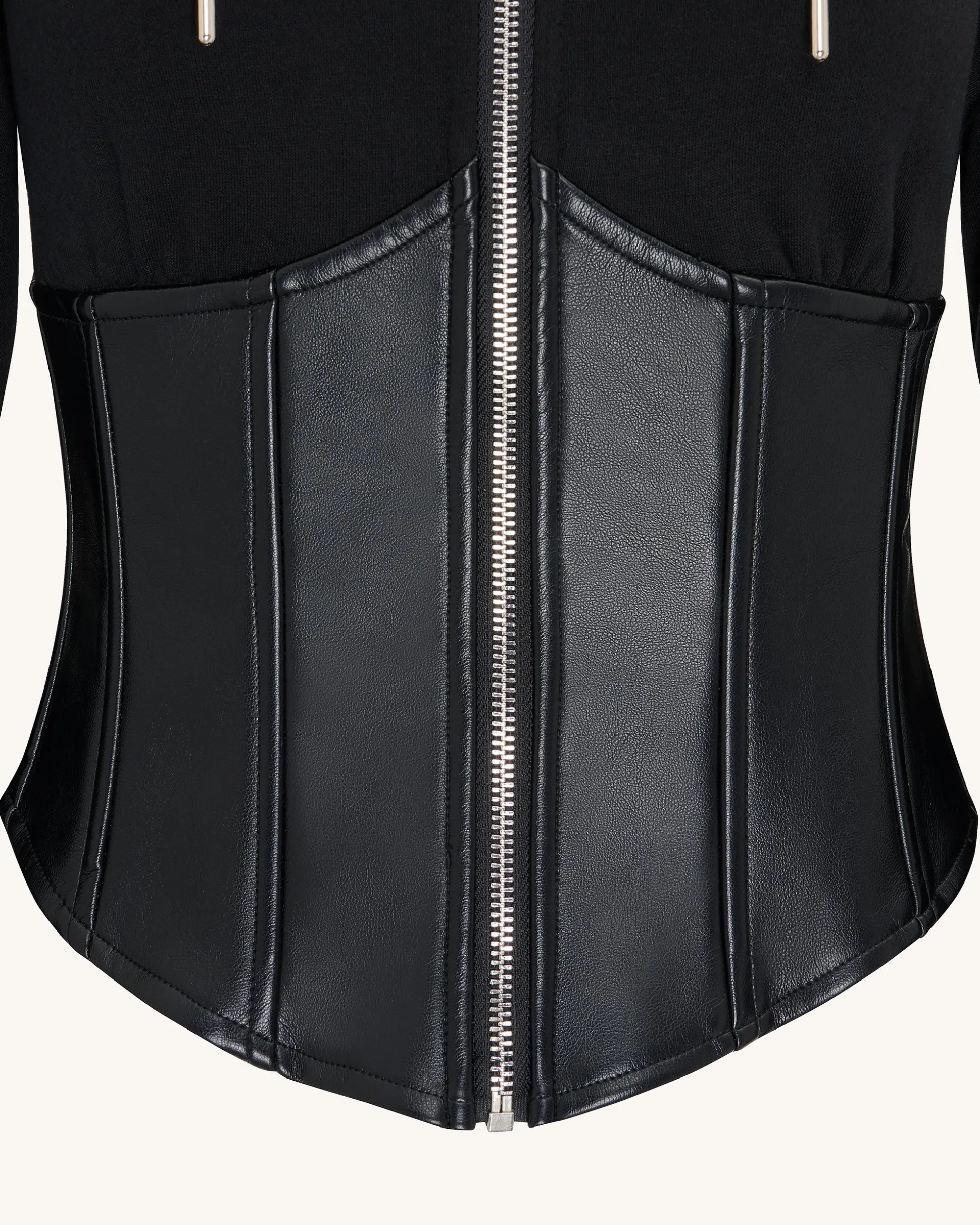 Valentina Structured Corset Hoodie - Black