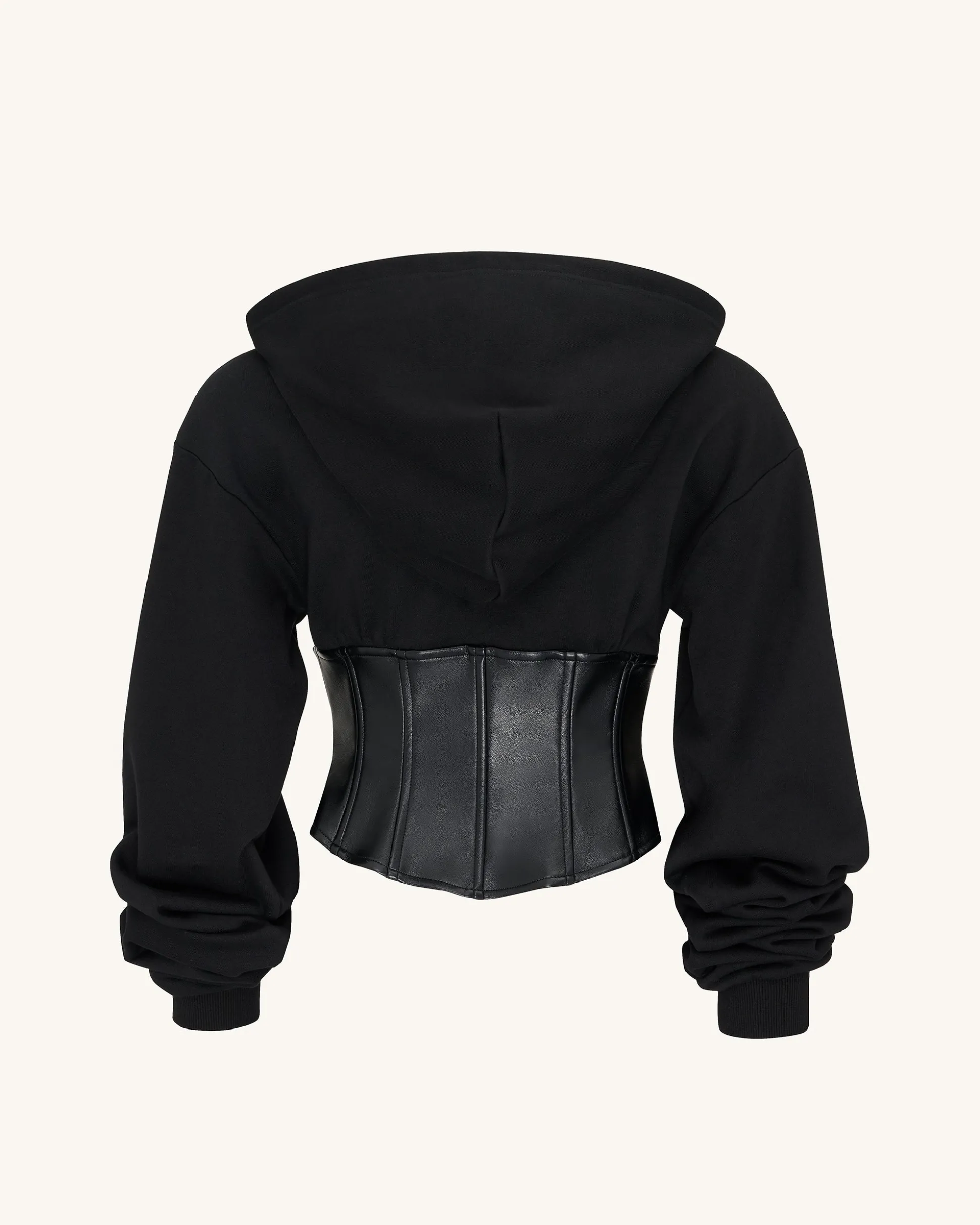 Valentina Structured Corset Hoodie - Black