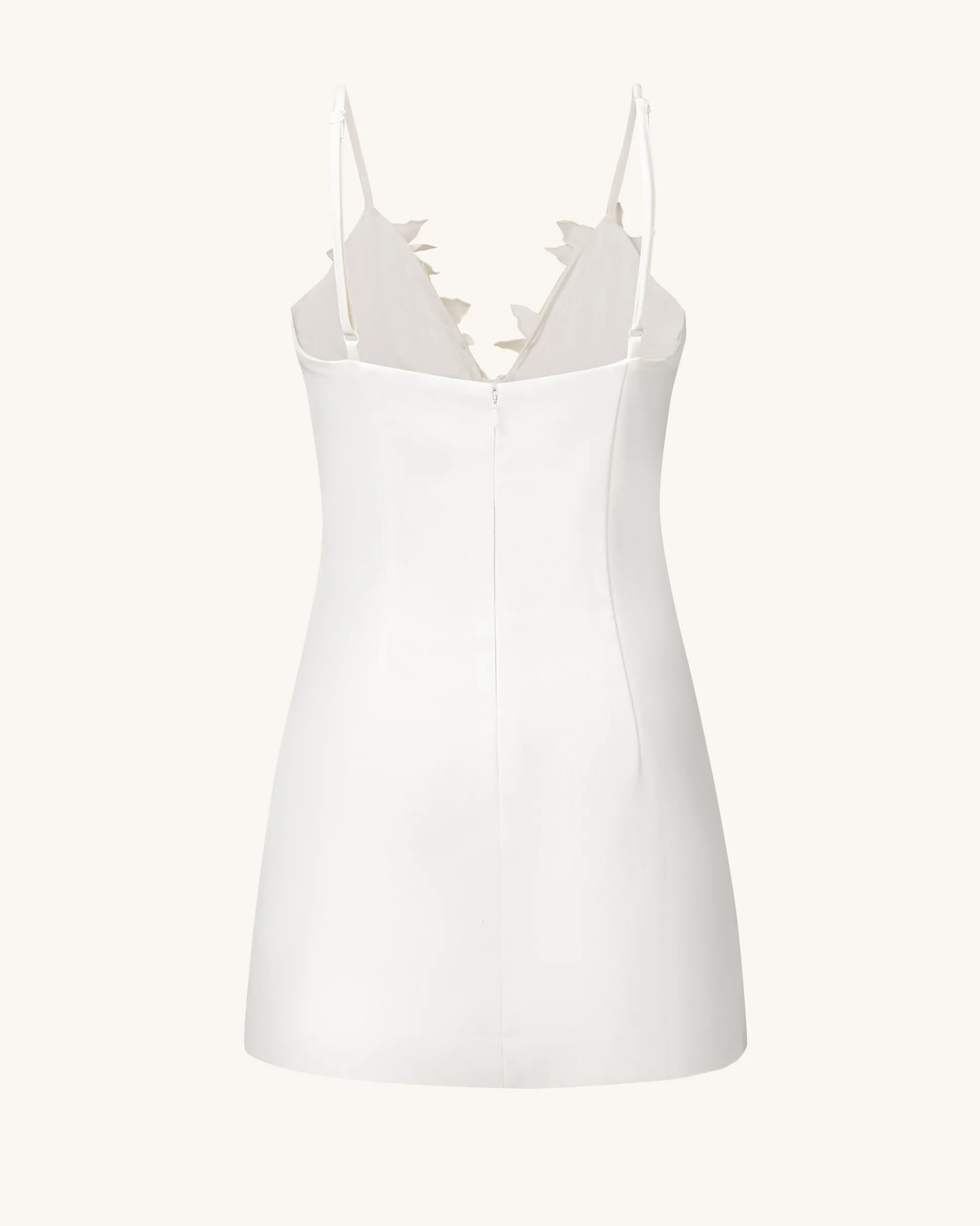 Yuliya White Floral Embellishment V-neckline Mini Dress - White