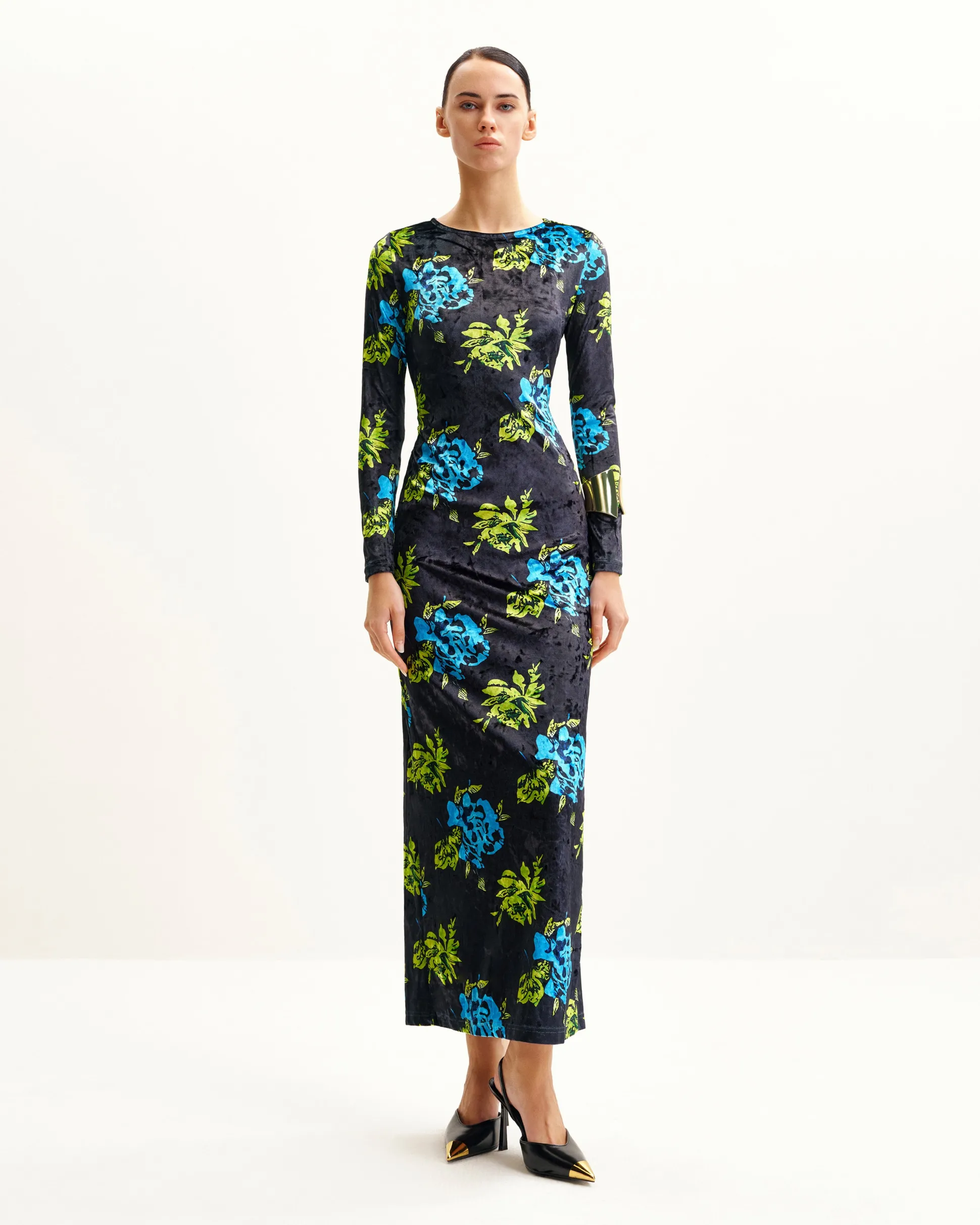 Zoe Vibrant Floral Long Sleeve Gown - Multicolor