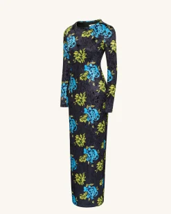 Zoe Vibrant Floral Long Sleeve Gown - Multicolor