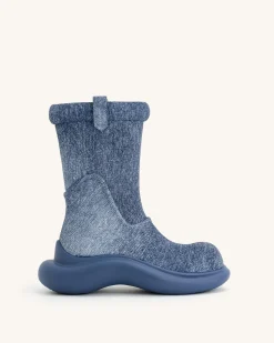 Zoie Denim Embossed Rain Boot - Blue