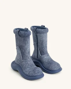 Zoie Denim Embossed Rain Boot - Blue