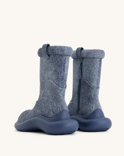 Zoie Denim Embossed Rain Boot - Blue